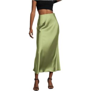 imageSOLY HUX Womens Elegant Satin Skirts High Waisted Flared Casual Work Office Fishtail Midi SkirtMint Green