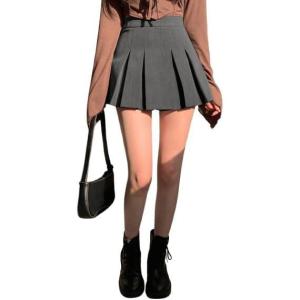 imageSOLY HUX Womens Pleated Skirt High Waisted A Line Casual Mini SkirtsPure Dark Grey