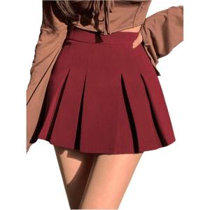 imageSOLY HUX Womens Pleated Skirt High Waisted A Line Casual Mini SkirtsPure Rose Red