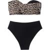 imageSOLY HUX Bikini Sets for Women Leopard Print Color Block Twist Bandeau Bathing Suit Two Piece SwimsuitBlack Leopard