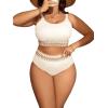 imageSOLY HUX Bikini Sets for Women Plus Size High Waisted Bikini Bathing Suits 2 Piece SwimsuitWhite Print