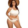 imageSOLY HUX Bikini Sets for Women Plus Size High Waisted Bikini Bathing Suits 2 Piece SwimsuitWhite Print