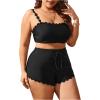imageSOLY HUX Plus Size Bikini Sets for Women High Waisted Two Piece Swimsuit Scalloped Trim Tie Front Bathing SuitsBlack