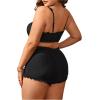 imageSOLY HUX Plus Size Bikini Sets for Women High Waisted Two Piece Swimsuit Scalloped Trim Tie Front Bathing SuitsBlack