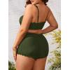 imageSOLY HUX Plus Size Bikini Sets for Women High Waisted Two Piece Swimsuit Scalloped Trim Tie Front Bathing SuitsPlain Army Green