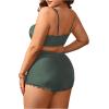 imageSOLY HUX Plus Size Bikini Sets for Women High Waisted Two Piece Swimsuit Scalloped Trim Tie Front Bathing SuitsSolid Dark Green