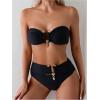 imageSOLY HUX Womens Bandeau Bikini High Waisted Two Piece Swimsuits Strapless Bathing Suit SwimwearSolid Black