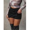 imageSOLY HUX Womens Bodycon Mini Skirts Y2k Split Zipper Side Stretchy Pencil Skirts with Shorts UnderneathBlack Velvet