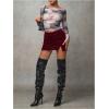 imageSOLY HUX Womens Bodycon Mini Skirts Y2k Split Zipper Side Stretchy Pencil Skirts with Shorts UnderneathBurgundy Velvet