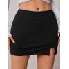 imageSOLY HUX Womens Bodycon Mini Skirts Y2k Split Zipper Side Stretchy Pencil Skirts with Shorts UnderneathPlain Black