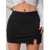 imageSOLY HUX Womens Bodycon Mini Skirts Y2k Split Zipper Side Stretchy Pencil Skirts with Shorts UnderneathPlain Black