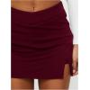 imageSOLY HUX Womens Bodycon Mini Skirts Y2k Split Zipper Side Stretchy Pencil Skirts with Shorts UnderneathPure Burgundy
