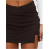 imageSOLY HUX Womens Bodycon Mini Skirts Y2k Split Zipper Side Stretchy Pencil Skirts with Shorts UnderneathPure Coffee Brown