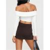 imageSOLY HUX Womens Bodycon Mini Skirts Y2k Split Zipper Side Stretchy Pencil Skirts with Shorts UnderneathPure Coffee Brown