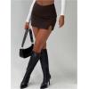 imageSOLY HUX Womens Bodycon Mini Skirts Y2k Split Zipper Side Stretchy Pencil Skirts with Shorts UnderneathPure Coffee Brown