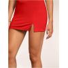 imageSOLY HUX Womens Bodycon Mini Skirts Y2k Split Zipper Side Stretchy Pencil Skirts with Shorts UnderneathPure Red