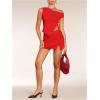 imageSOLY HUX Womens Bodycon Mini Skirts Y2k Split Zipper Side Stretchy Pencil Skirts with Shorts UnderneathPure Red