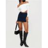 imageSOLY HUX Womens Bodycon Mini Skirts Y2k Split Zipper Side Stretchy Pencil Skirts with Shorts UnderneathSolid Dark Blue