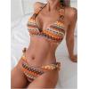 imageSOLY HUX Womens Boho Bikinis Printed Halter Swimsuit Two Piece Bathing Suits Summer Beach WearOrange Geo