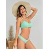 imageSOLY HUX Womens Cute Print Criss Cross Tie Back Bikini Bathing Suit 2 Piece SwimsuitsSolid Green