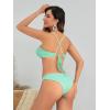 imageSOLY HUX Womens Cute Print Criss Cross Tie Back Bikini Bathing Suit 2 Piece SwimsuitsSolid Green