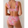 imageSOLY HUX Womens Floral Print Swimsuit V Wire High Waisted Bikini Set Two Piece Bathing SuitMulticoloured Floral