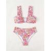 imageSOLY HUX Womens Floral Print Swimsuit V Wire High Waisted Bikini Set Two Piece Bathing SuitMulticoloured Floral
