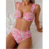 imageSOLY HUX Womens Floral Print Swimsuit V Wire High Waisted Bikini Set Two Piece Bathing SuitMulticoloured Floral