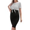 imageSOLY HUX Womens Maternity Two Piece Outfits Striped Short Sleeve Tee and Adjustable Waist Bodycon Skirt SetBlack Striped