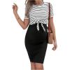 imageSOLY HUX Womens Maternity Two Piece Outfits Striped Short Sleeve Tee and Adjustable Waist Bodycon Skirt SetBlack Striped