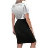 imageSOLY HUX Womens Maternity Two Piece Outfits Striped Short Sleeve Tee and Adjustable Waist Bodycon Skirt SetBlack Striped