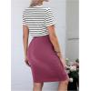 imageSOLY HUX Womens Maternity Two Piece Outfits Striped Short Sleeve Tee and Adjustable Waist Bodycon Skirt SetPurple Striped