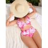 imageSOLY HUX Womens Plus Size Allover Print Halter High Waisted Bikini Set Bathing Suits 2 Piece SwimsuitsPink