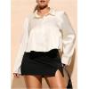 imageSOLY HUX Womens Plus Size Skirt Split Hem Low Rise Bodycon Party Summer Mini SkirtSolid Black