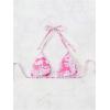 imageSOLY HUX Womens Summer Floral Print Halter Bikini Tops Tie Back Padded Swimsuit Top BeachwearHot Pink and White