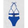 imageSOLY HUX Womens Swimsuit Halter Bikini Sets High Waist Cheeky Thong Bathing Suit 2 PieceDark Blue