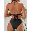 imageSOLY HUX Womens Swimsuit Halter Bikini Sets High Waist Cheeky Thong Bathing Suit 2 PiecePlain Black