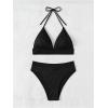 imageSOLY HUX Womens Swimsuit Halter Bikini Sets High Waist Cheeky Thong Bathing Suit 2 PiecePlain Black