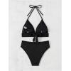 imageSOLY HUX Womens Swimsuit Halter Bikini Sets High Waist Cheeky Thong Bathing Suit 2 PiecePlain Black
