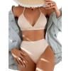 imageSOLY HUX Womens Swimsuit Halter Bikini Sets High Waist Cheeky Thong Bathing Suit 2 PieceSolid Beige
