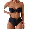 imageSOLY HUX Womens Bandeau Bikini High Waisted Two Piece Swimsuits Strapless Bathing Suit SwimwearSolid Black