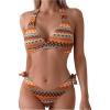 imageSOLY HUX Womens Boho Bikinis Printed Halter Swimsuit Two Piece Bathing Suits Summer Beach WearOrange Geo