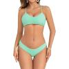 imageSOLY HUX Womens Cute Print Criss Cross Tie Back Bikini Bathing Suit 2 Piece SwimsuitsSolid Green