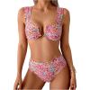 imageSOLY HUX Womens Floral Print Swimsuit V Wire High Waisted Bikini Set Two Piece Bathing SuitMulticoloured Floral