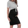 imageSOLY HUX Womens Maternity Two Piece Outfits Striped Short Sleeve Tee and Adjustable Waist Bodycon Skirt SetBlack Striped