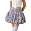 imageSOLY HUX Womens Plaid Bubble Skirt High Waisted Flared A Line Mini Y2k Skirts with BeltPurple Plaid