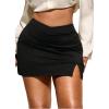 imageSOLY HUX Womens Plus Size Skirt Split Hem Low Rise Bodycon Party Summer Mini SkirtSolid Black