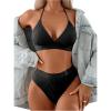 imageSOLY HUX Womens Swimsuit Halter Bikini Sets High Waist Cheeky Thong Bathing Suit 2 PiecePlain Black