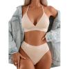 imageSOLY HUX Womens Swimsuit Halter Bikini Sets High Waist Cheeky Thong Bathing Suit 2 PieceSolid Beige