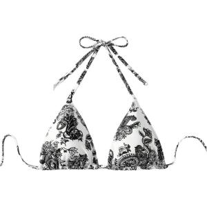 imageSOLY HUX Womens Summer Floral Print Halter Bikini Tops Tie Back Padded Swimsuit Top BeachwearBlack and White